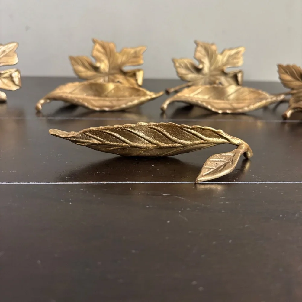 Pottery Barn | FALLING LEAF | Brass Placecard Holders | Nameplates | Set of 8!